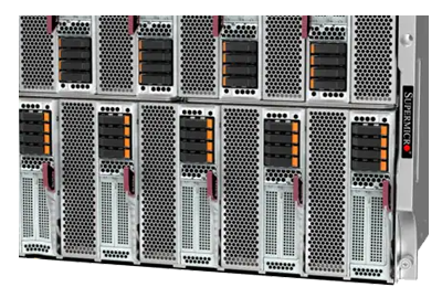 Supermicro SuperBlade 422B-5NE14 front of nodes